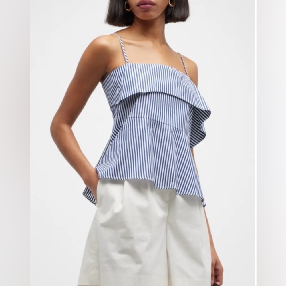 Harshman Maia Blue and White Peplum Blouse